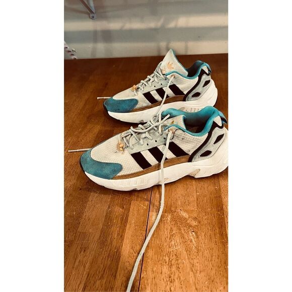 Adidas ZX 22 Boost White Plus Blue Gold Mens Sneakers SZ 8.5 - Picture 15 of 15